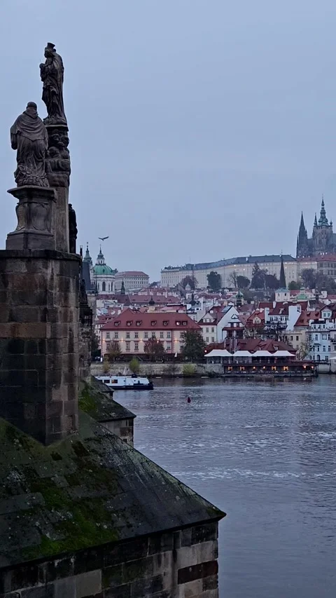 View of the sights of Prague, Czech Republic in cloudy weather. Stock Footage 342482943