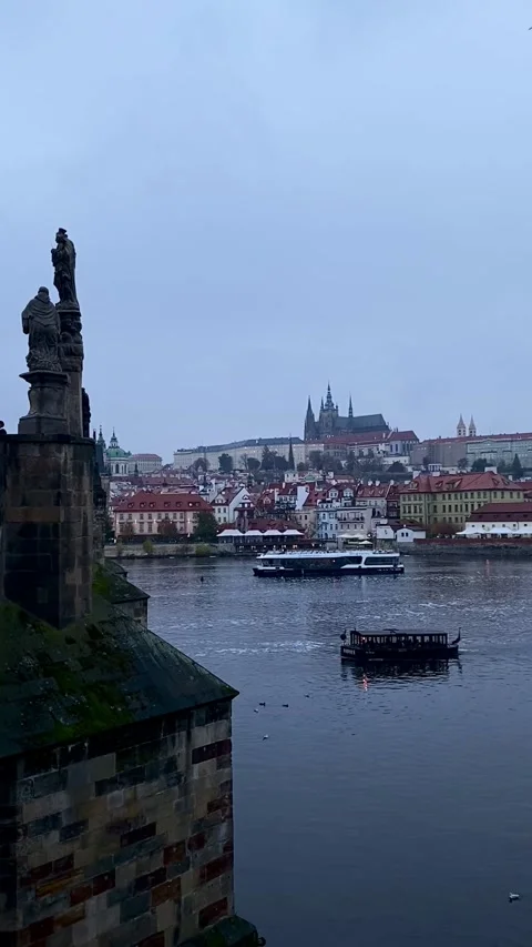 View of the sights of Prague, Czech Republic in cloudy weather. Stock Footage 342482947