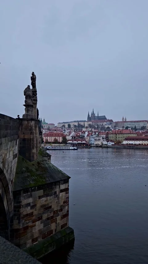 View of the sights of Prague, Czech Republic in cloudy weather. Video stock 342482948