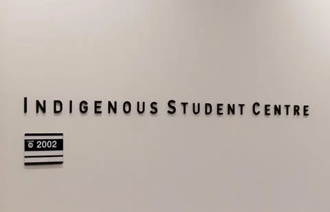 View of sign "Indigenous Student Centre" in Simon Fraser University Campus Stock Photos