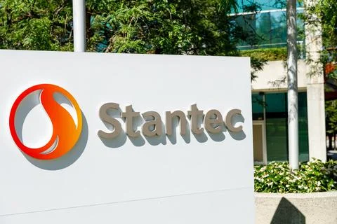 View of sign Stantec Inc (Stantec) provider of engineering consulting servi.. Stock Photos