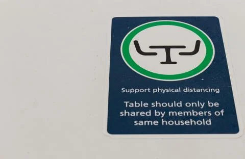 View of sign "Support physical distancing on ferry in Vancouver. Stock-Fotos