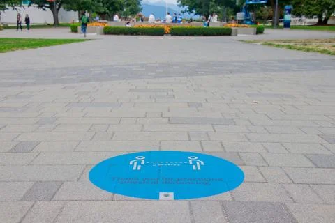 View of sign on the walking path which says Thank you for practicing physic.. Stock Photos