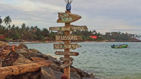 View of the signs on the ocean Stock Footage 241835038