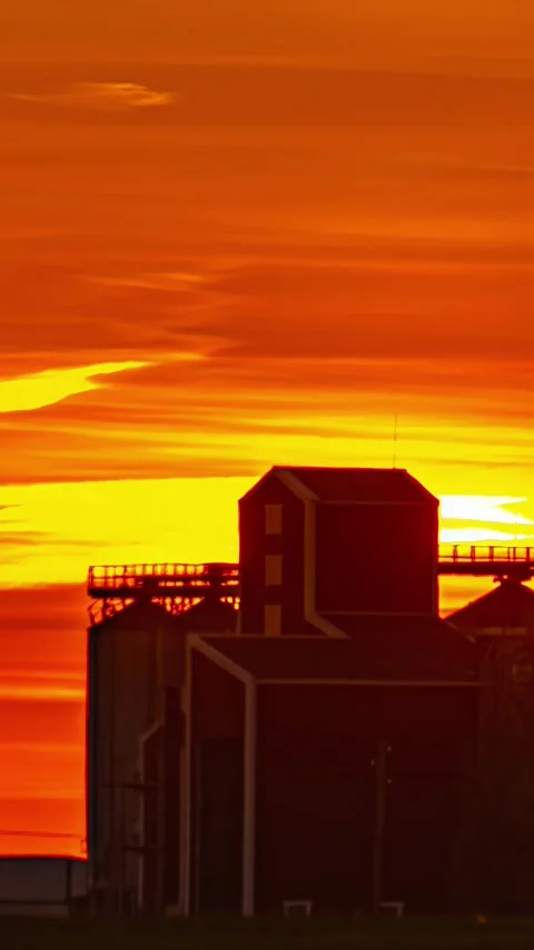 View of a silhouette of a building against a sunset in LATVIA. Stock Footage 339900819
