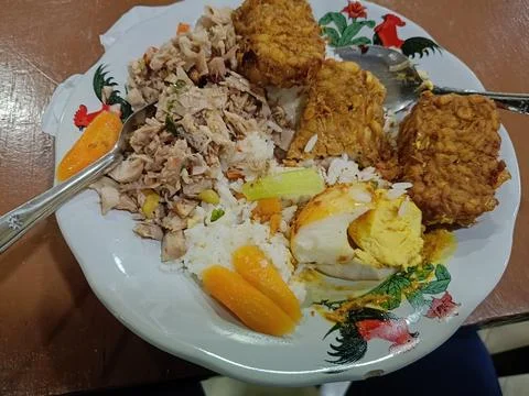 View of simple dish and side dishes on the plate Stock Photos