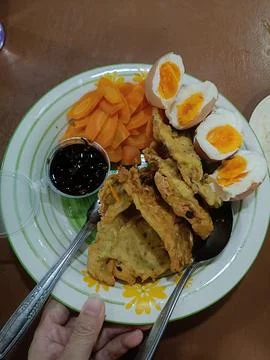 View of simple dish on the plate Stock Photos
