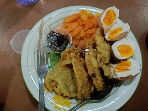 View of simple dish on the plate Stock Photos