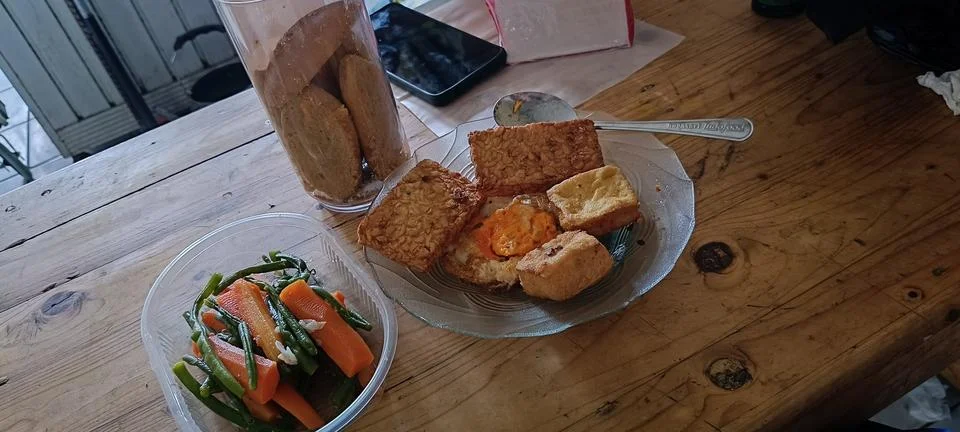 View of simple lunch on the table Stock Photos