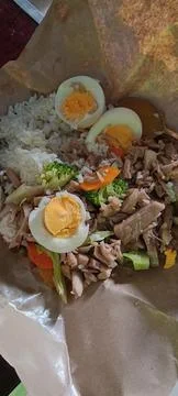 View of simple takeaway lunch Stock Photos