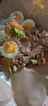 View of simple takeaway lunch Stock Photos