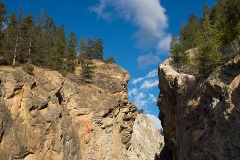 View of Sinclair canyon, the pass through the Rocky Mountains from Kootenay N Stock Photos