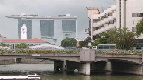 A view of the Singapore River Stock Footage 52393838