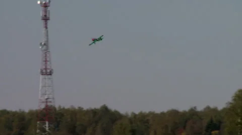 View of single-engine plane flying over forest Video stock 57365160