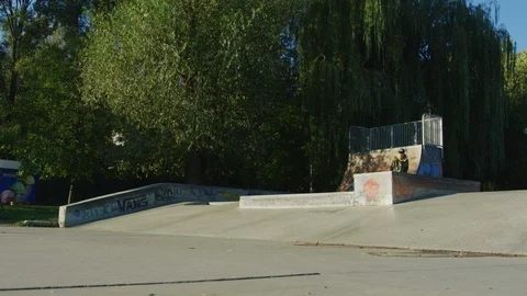 View of a skateboarder jumping Stock Footage 100054221