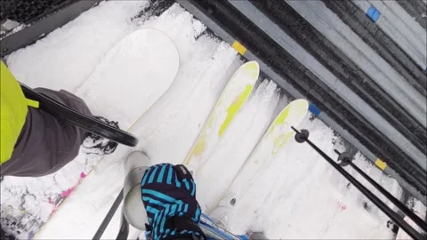 View of ski control to chairlift Stock Footage 148038017