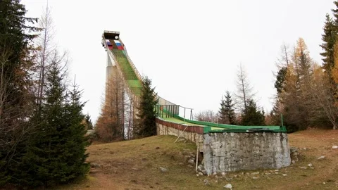 A view of the ski jump at Strbske Pleso in Slovakia Stock-Footage 169464240