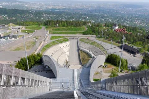 View from ski jumps tower Stock Photos