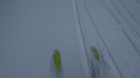 View of ski moving in powder Stock Footage 236626213