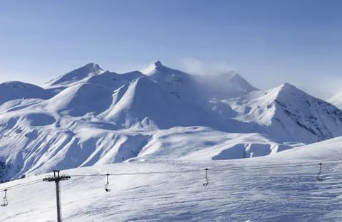 View on ski resort in evening Stock Photos
