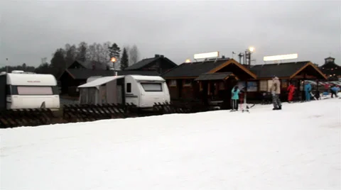 The view of the ski resort Stock Footage