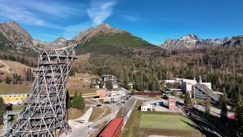 View of the ski resort Strbske pleso in Slovakia Vídeos de archivo 222988063