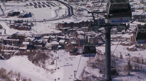 View of ski resorts and cable car Stock-Footage 57814697