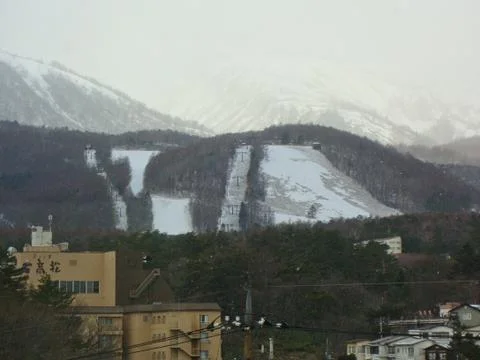 View to a ski run in winter Stock Photos