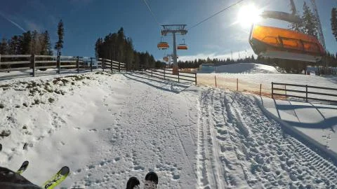 View of the ski slope. Stock Photos