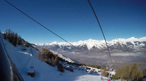 View from skiing lift to the mountains Stock Footage 64351407