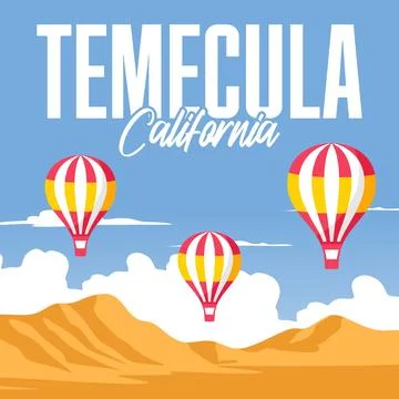 View of the sky and hot air balloons in Temecula, CaliforniaView of the sky and  Stock Illustration