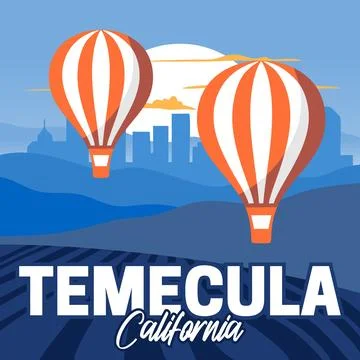 View of the sky and hot air balloons in Temecula, California Stock Illustration