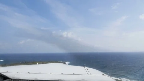 View Of Sky And Nose Of Small Airplane While Flying Over Kauai, Hawaii Stock Footage 75969392