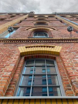 A view of the sky between high-rise buildings. Stock Photos