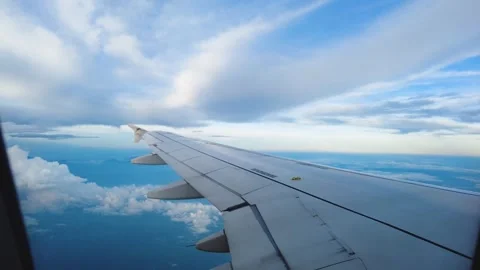 View of the sky in the evening from a flying plane. Stock Footage 261190760