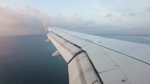 View of the sky in the evening from a flying plane. Stock Footage 261191061
