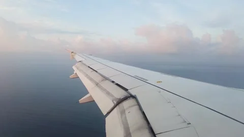 View of the sky in the evening from a flying plane. Stock Footage 261191406