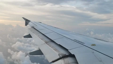View of the sky in the evening from a flying plane. Stock Footage 261191412