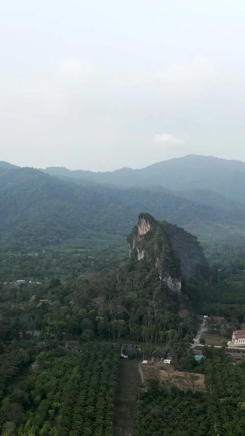View from the sky of a green valley Stock Footage 267597225
