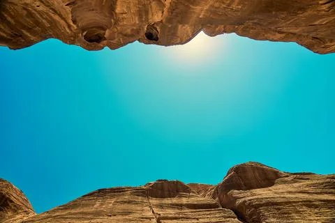 View of the sky from inside an imposing red canyon in 2024 Photos