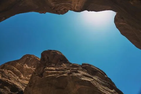 View of the sky from inside an imposing red canyon in 2024 Photos