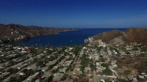 View from the sky of the Taganga's bay Video stock 63748086