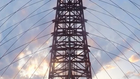 View of the sky through the bridge cables timelapse 動画素材 79815579