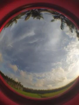 View of sky through the circle focus on the middle Foto stock