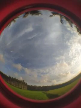 View of sky through the circle focus on the middle Stock Photos