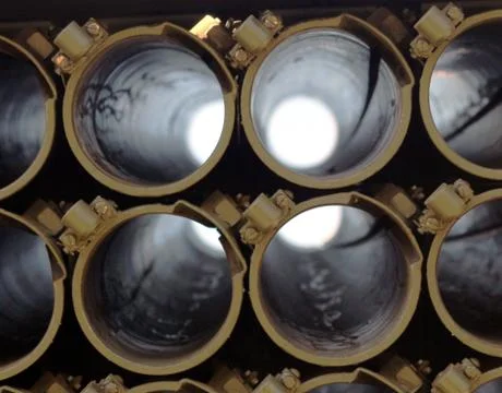 View of the sky through a rocket launcher. Stock Photos