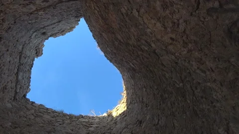 View of the sky through the walls of the tower Stock Footage 98509805
