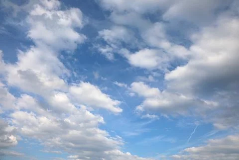 View of the sky with white clouds ideal as a concept for paradise or weathe.. Stock Photos