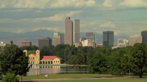View of skyline and garden Stock Footage 55570568