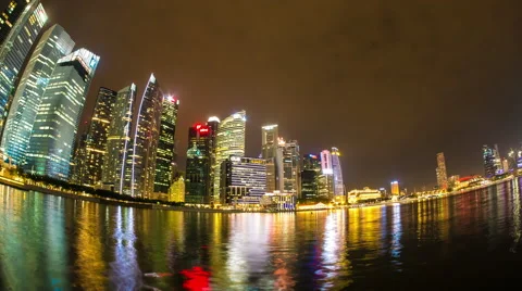 View of the skyline of the bay at night Stock Footage 64580188
